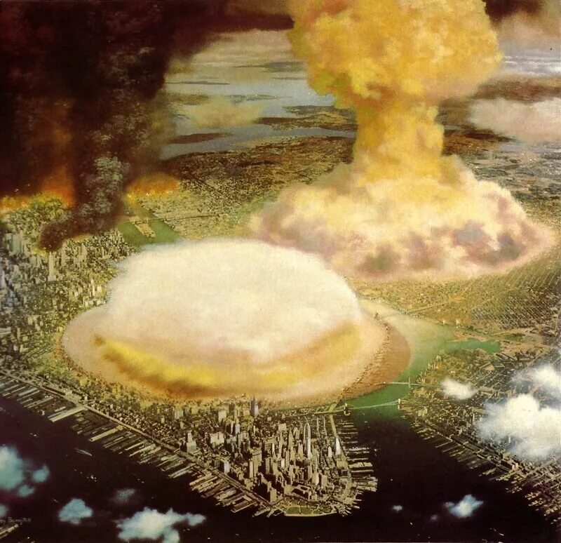 Продукты ядерного взрыва. Картина ядерный взрыв. Ядерный взрыв в Нью-Йорке. Взрыв гриб. Ядерный гриб в городе.
