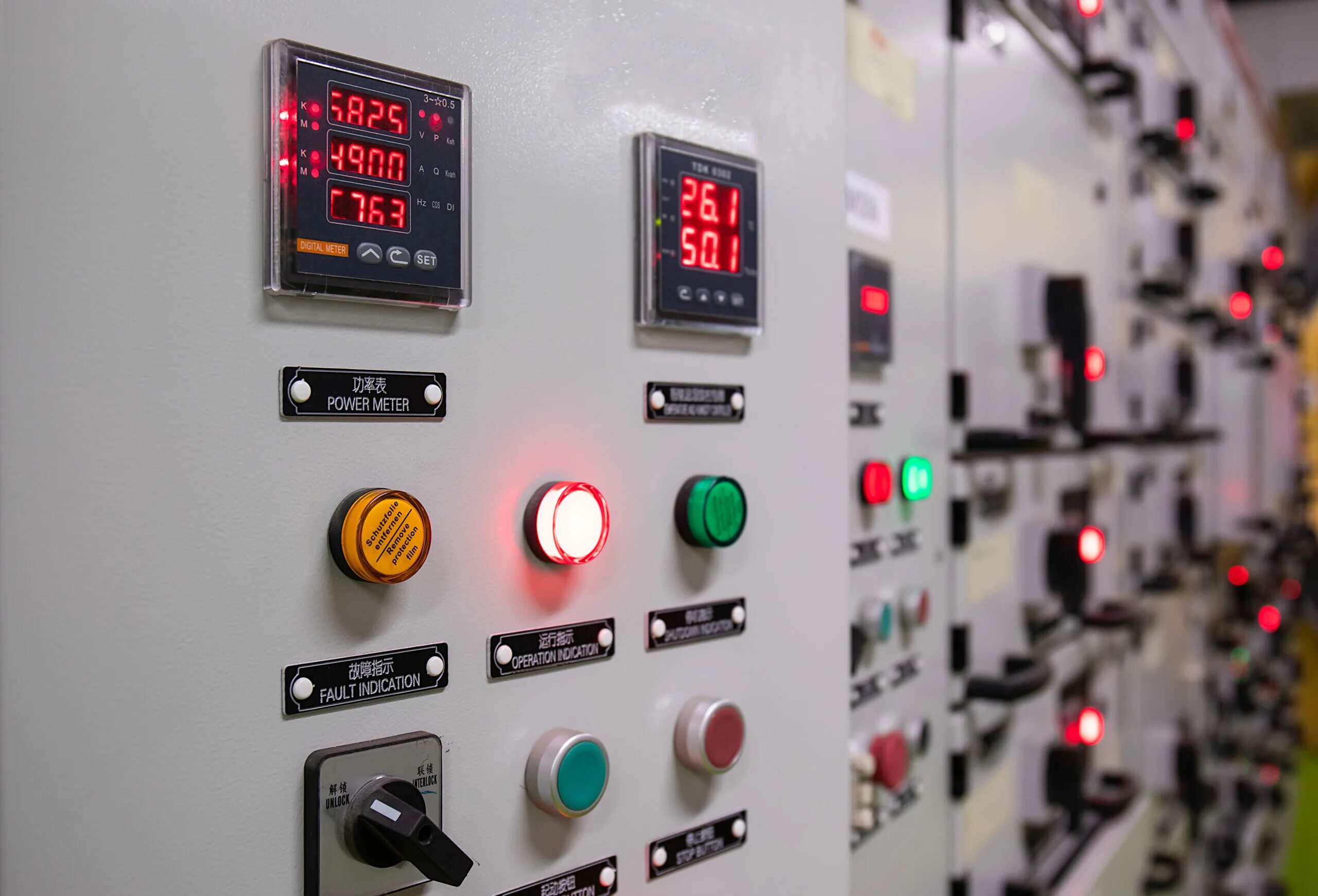 Digital control systems. Motor control center. digital twins low voltage. low voltage systems. digital meter electronics photo.