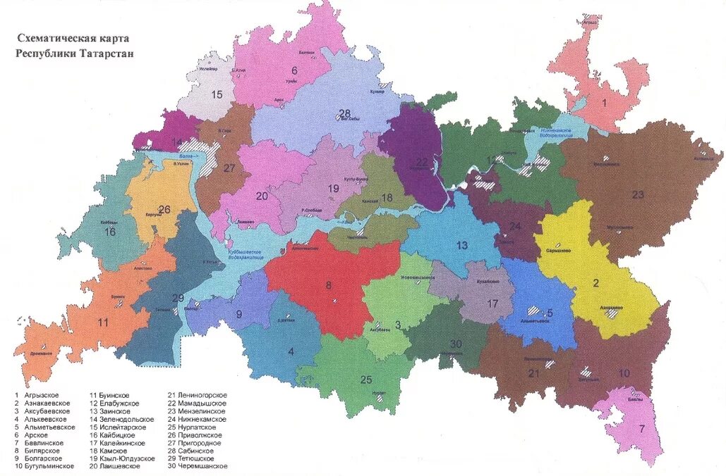 Карта Татарстана по районам. Карта Татарстана с регионами. Административно-территориальное деление Татарстана на карте. Политическая карта Татарстана с районами.