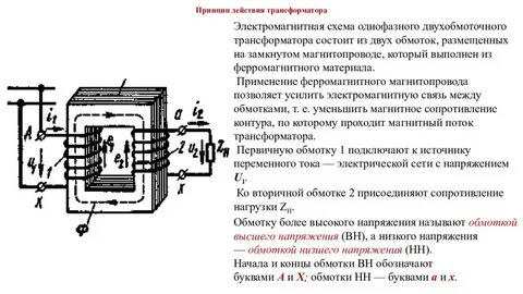 Работа трансформатора переменного тока