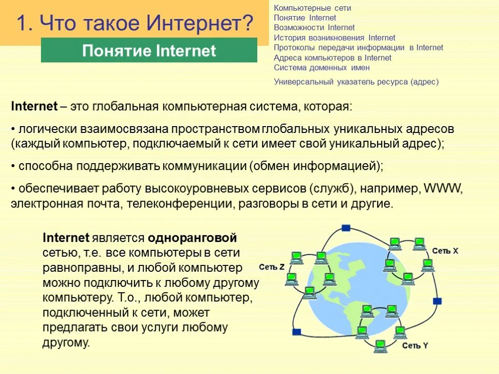 Основной интернет. Возникновение глобальных сетей. История развития глобальной сети интернет. Понятие глобальной компьютерной сети. История создания компьютерных сетей.