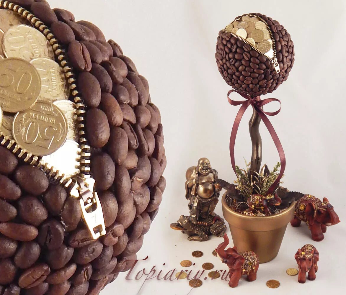 поделки на срезе дерева. креативное рукоделие. топиарии из кофейных зерен. сувениры из кофейных зерен. поделки ручной работы.