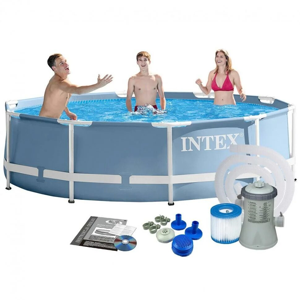 Сколько будет стоит бассейн. Бассейн intex 26700. каркасный бассейн intex 26700. бассейн каркасный intex prism frame 76 х 305 см. бассейн intex prism frame 26702.