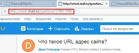 В адресе сайта url означает ответ
