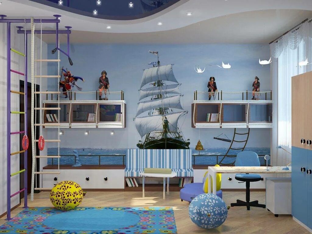 Вб для комнаты. Интерьер детской для мальчика. Детская в морском стиле. Детская комната морская тема. Дизайнерская детская комната.