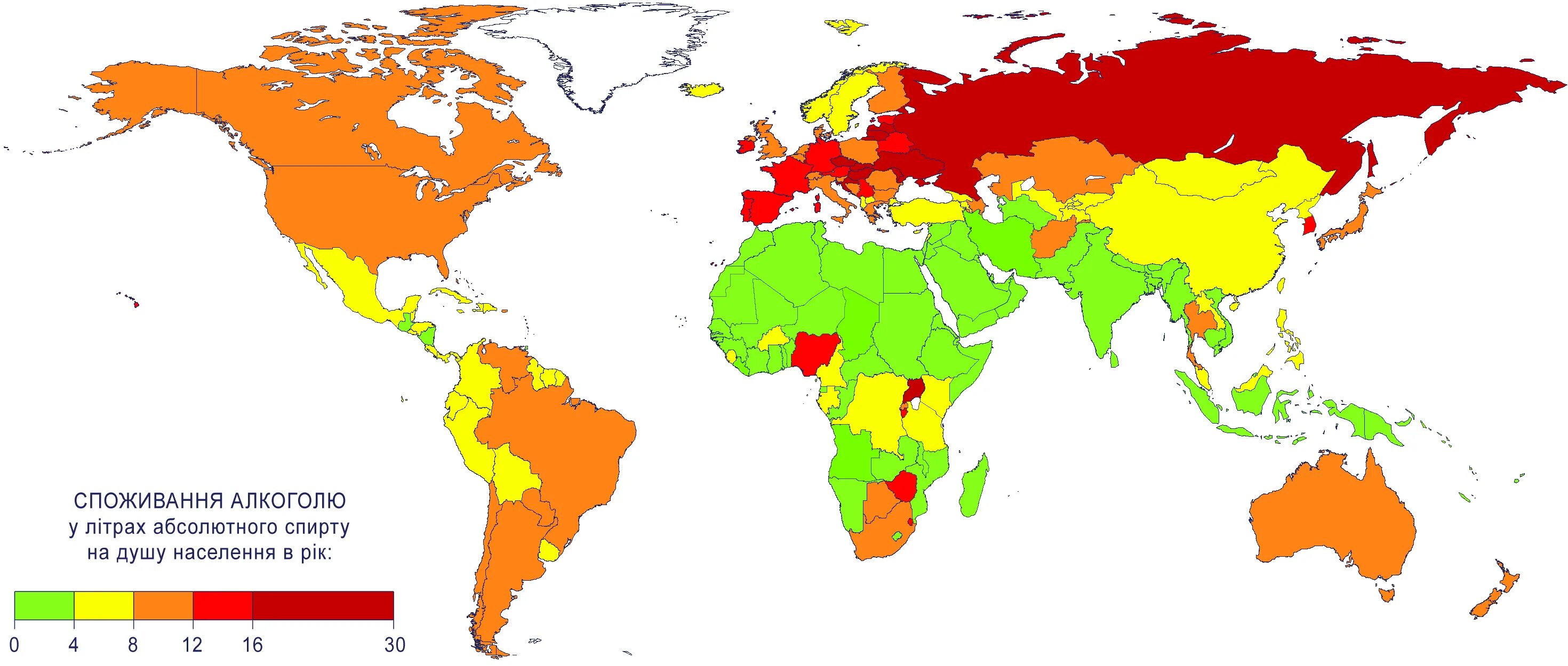 Карта алкоголизма в мире. Распространенность алкоголизма в мире.
