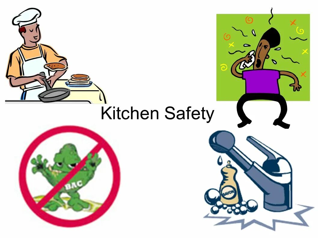 Be safe in the kitchen. Kitchen Safety. Картинка Safety in the Kitchen. Safety and Sanitation. Safety in Kitchen presentation.