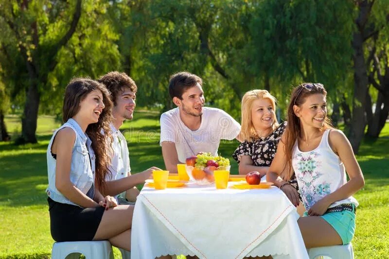 You are having a picnic. Веселый пикник. friends having a picnic.