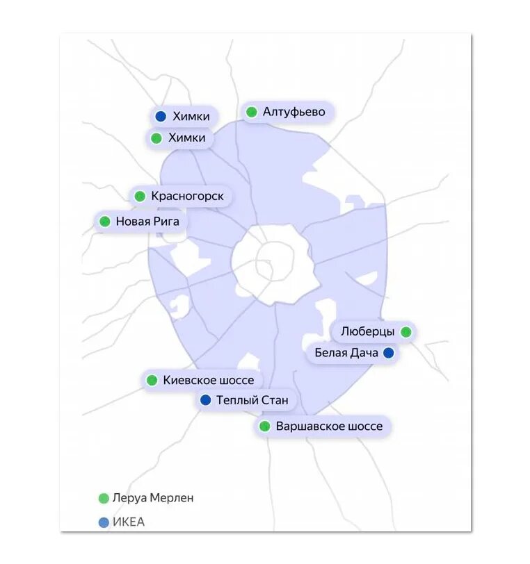 Икеа на карте Москвы. Магазины икеа в Москве на карте.