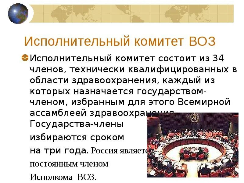 Исполнительный комитет воз состоит из