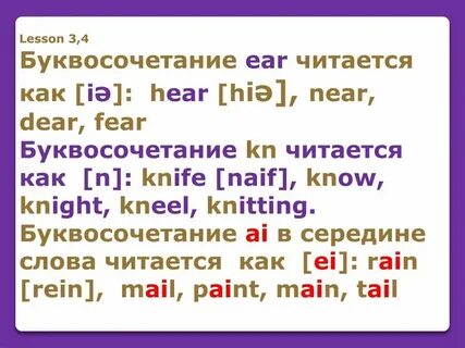 Буква i как читается в словах