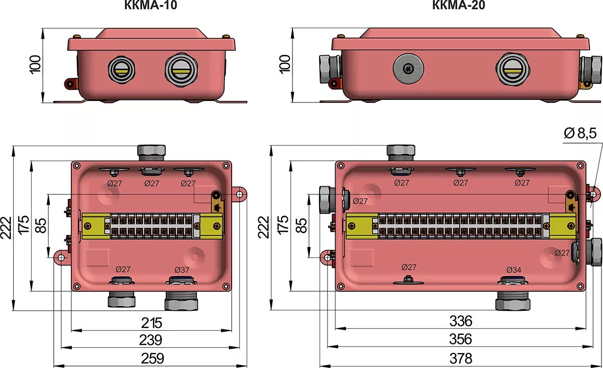 Коробка клеммная взрывозащищенная ГОРЭЛТЕХ. Коробка распаячная ip65 с сальниками м12, м20. Коробка соединительная 20ф. Коробка соединительная КСМР-10.