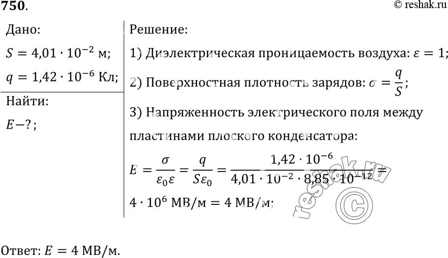 Площадь каждой пластины плоского конденсатора равна 401