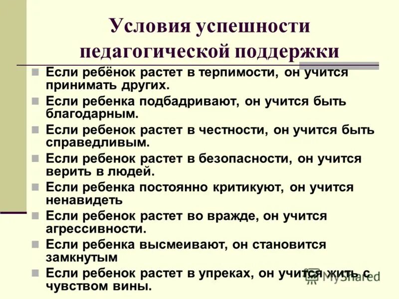 Условия успешного развития ребенка. Педагогическая поддержка. Педагогика поддержки. Предпосылки успешности педагога.. Педагогическая поддержка дошкольников.