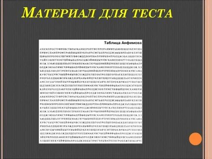 Таблица анфимова