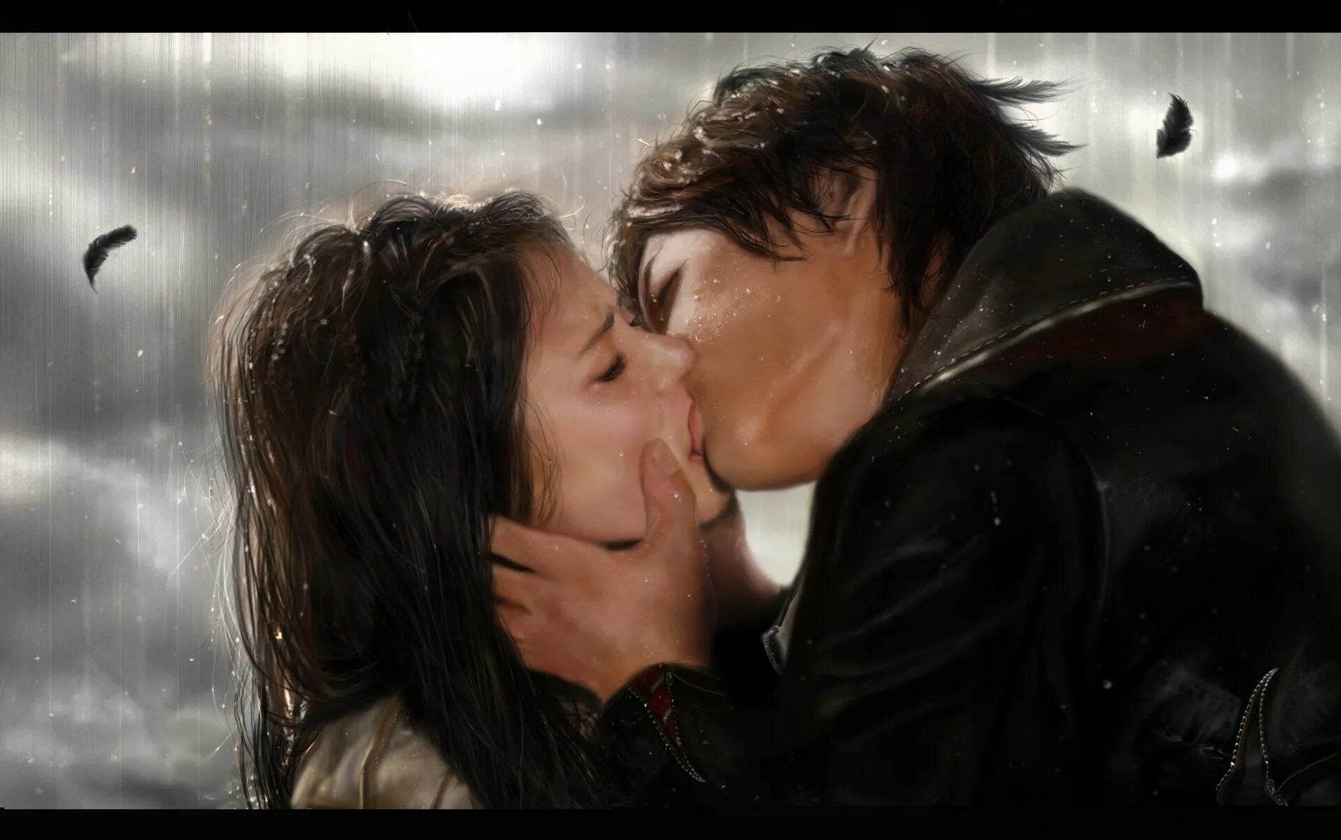 Rain lesbian. Damon Elena Rain Kiss.