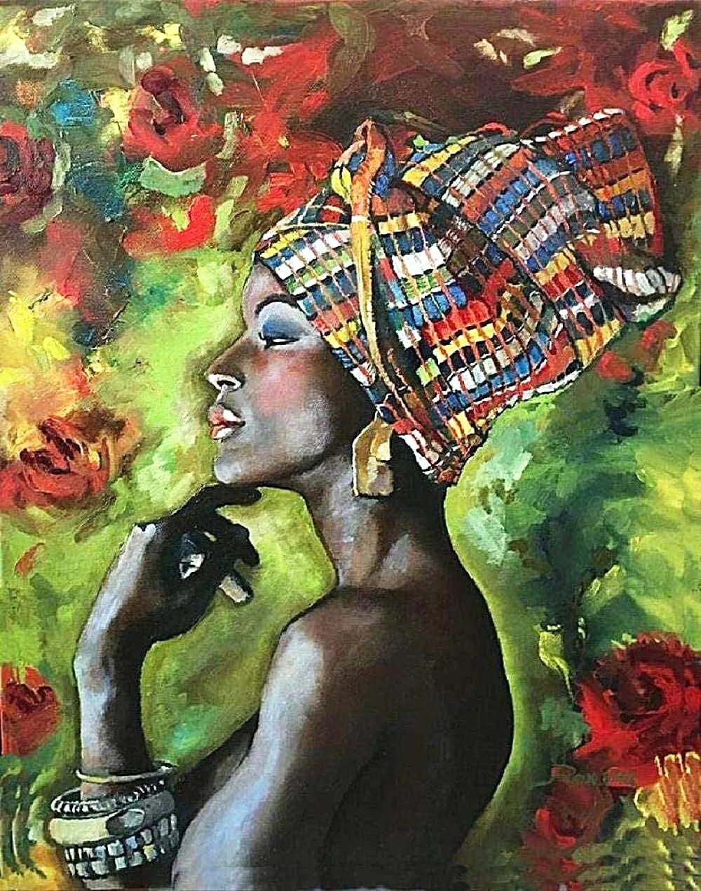 Современная живопись Африки. Африканские женщины в живописи. Портрет африканки. Негритянка живопись. Картина негритянка