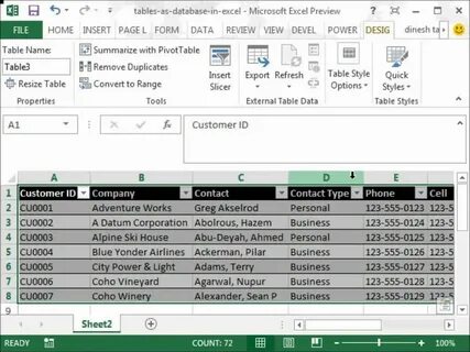 Db tables