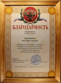 Благодарность по итогам года