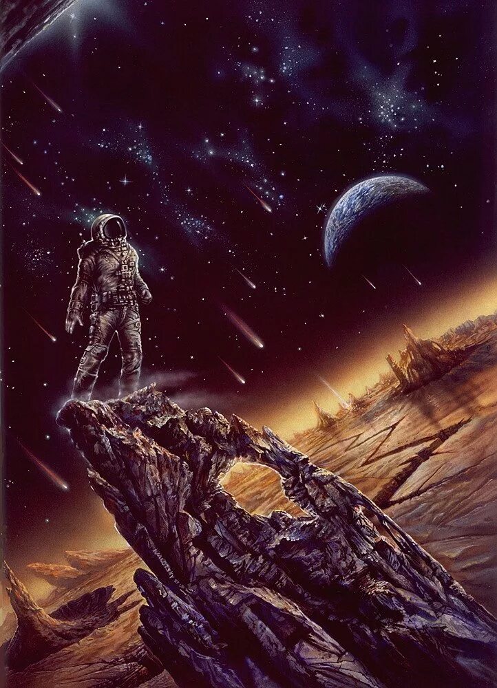Эндрю джонс (andrew jones) картины. Космический пейзаж. Фантастическая живопись. Звездолет ретрофутуризм. Космос фэнтези.