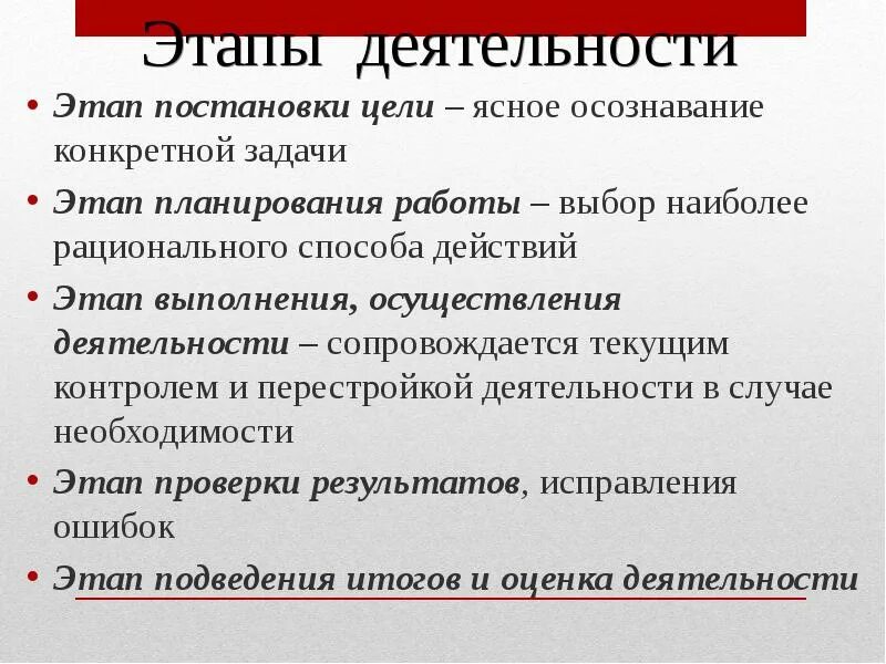 Этапы деятельности постановка цели планирование работы. Задачи человеческой деятельности. Задачи этапа целеполагания. Этап целеполагания и постановки проблемы. Реализация выполнение исполнение