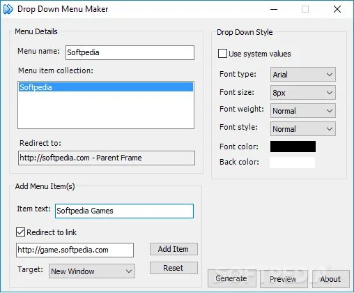 Drop menu. Дроп меню. menu maker. menu down.
