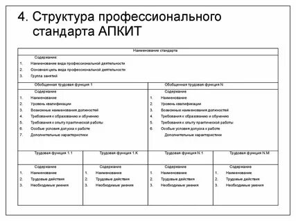 Структура профессионального стандарта