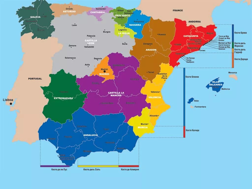 территория испании на карте. провинции испании на карте. политическая карта испании. Granada on map of spain. карта испании на испанском языке.
