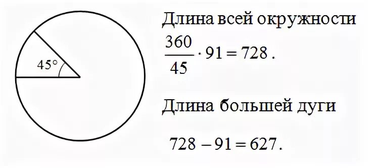 Длина меньшей дуги ав