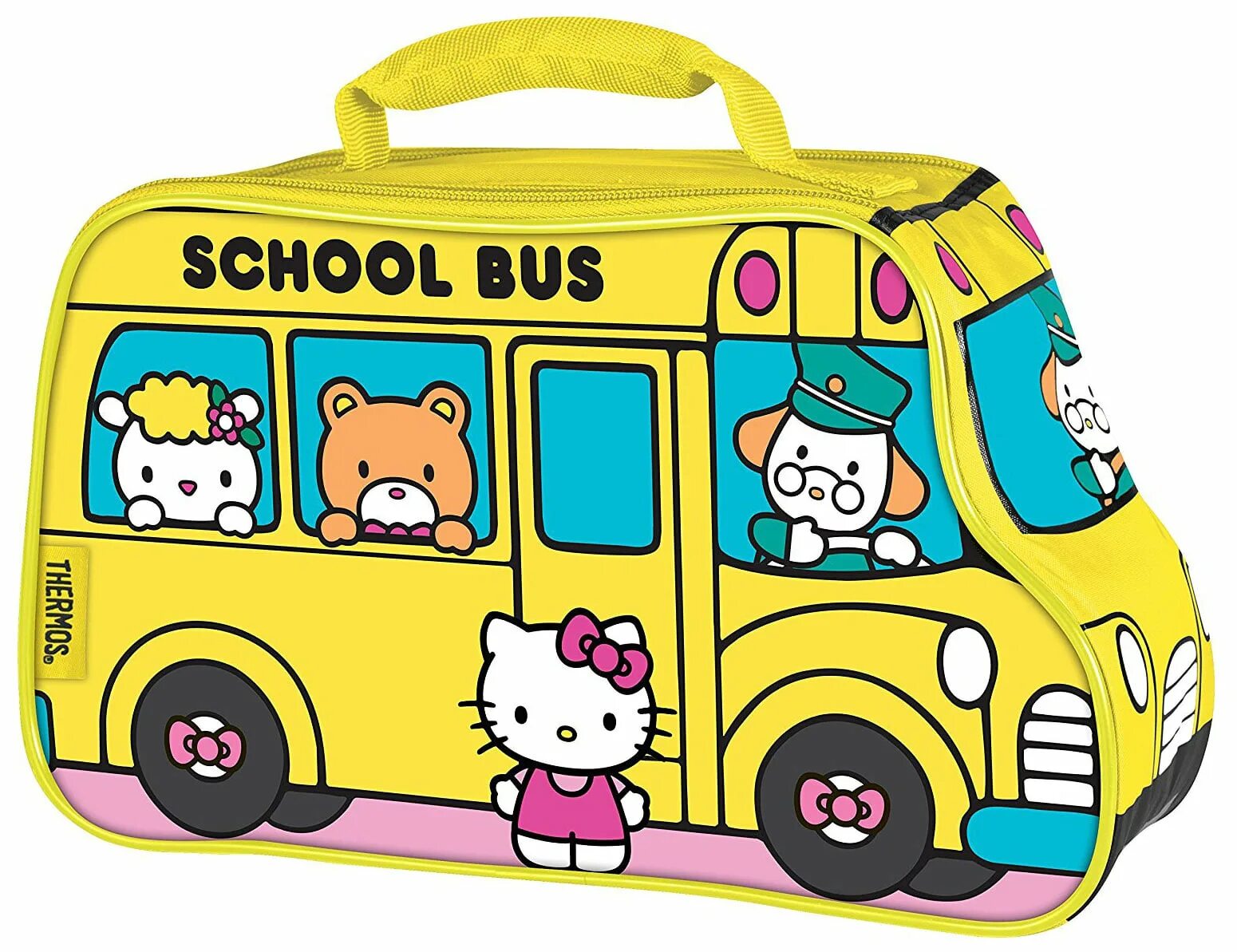 Хелло Китти в школе. Школа Хэллоу Китти. Hello Kitty Bus. Детская сумка автобус.