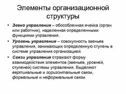 Характеристика структурных элементов