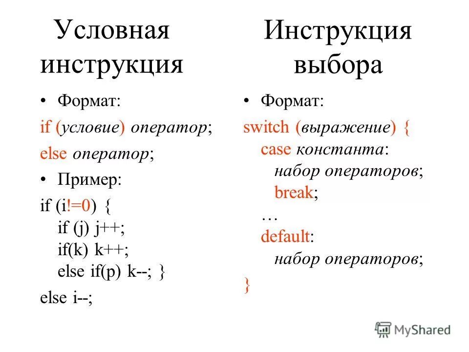 Оператор условия c