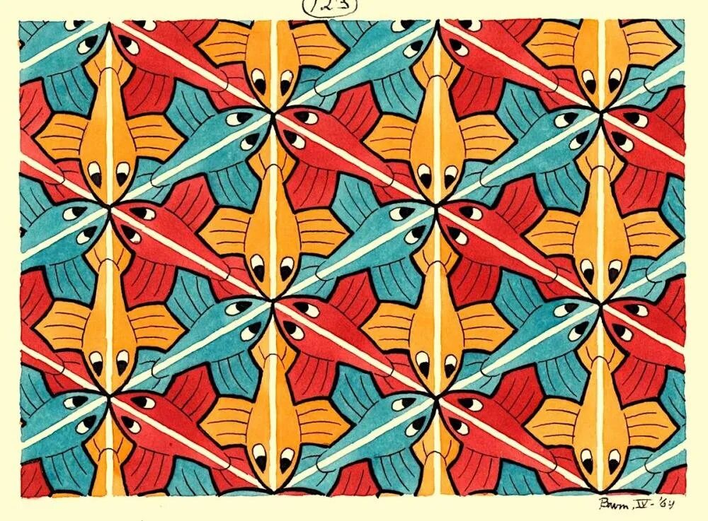 Повторяющиеся картины. Повторяющиеся картины. Эшер картины. Мауриц корнелис эшер мозаика. Мауриц эшер рыбы.