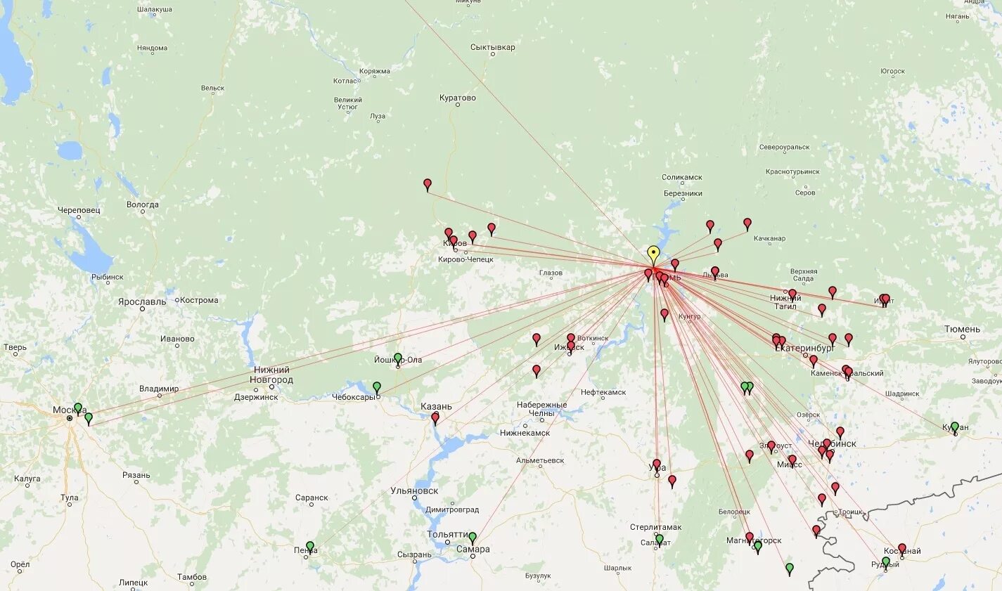 екатеринбург озерск расстояние