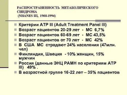 Метаболический синдром рекомендации