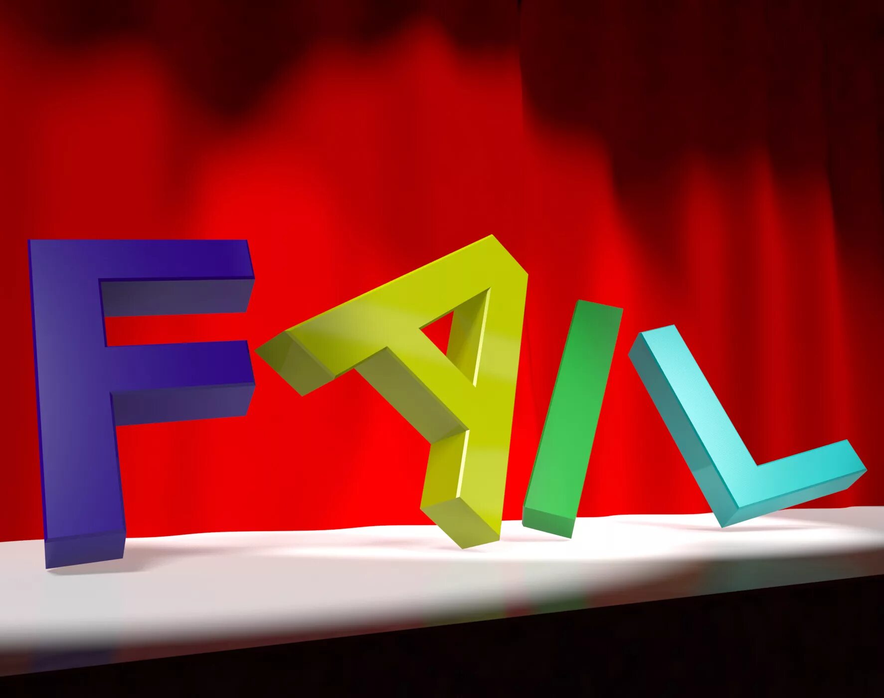 Falling letters. Blue banner letters.