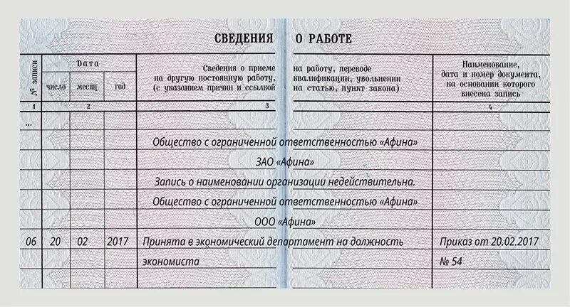 Исправление наименования организации в трудовой книжке. Исправление записи о наименовании организации в трудовой книжке. Образец исправления наименования организации в трудовой книжке. Исправление названия организации в трудовой книжке образец.