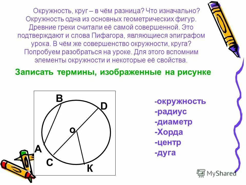 Дайте определение круга. Окружность. Тема окружность. Круги и окружности. Понятие круг и окружность.