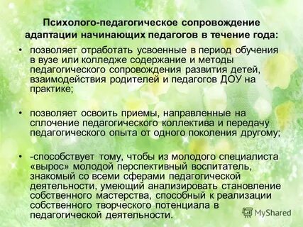 Психолого педагогическое сопровождение адаптации