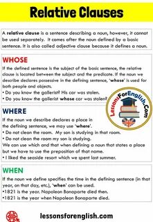 Defining relative clauses whose