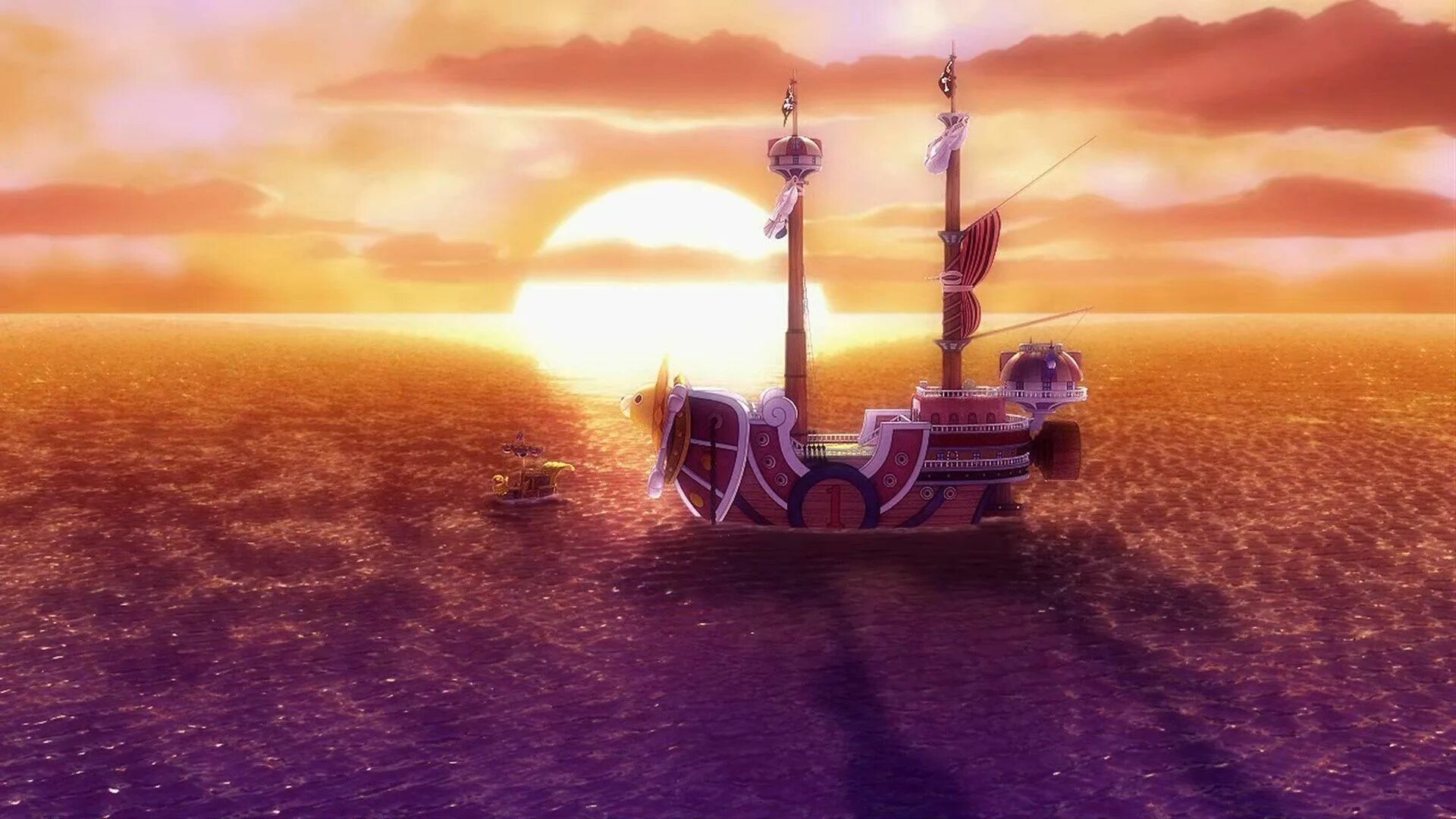 One piece sea. Ван пис пейзажи. Ван пис море. Ван пис корабль санни. Морской король ван пис.
