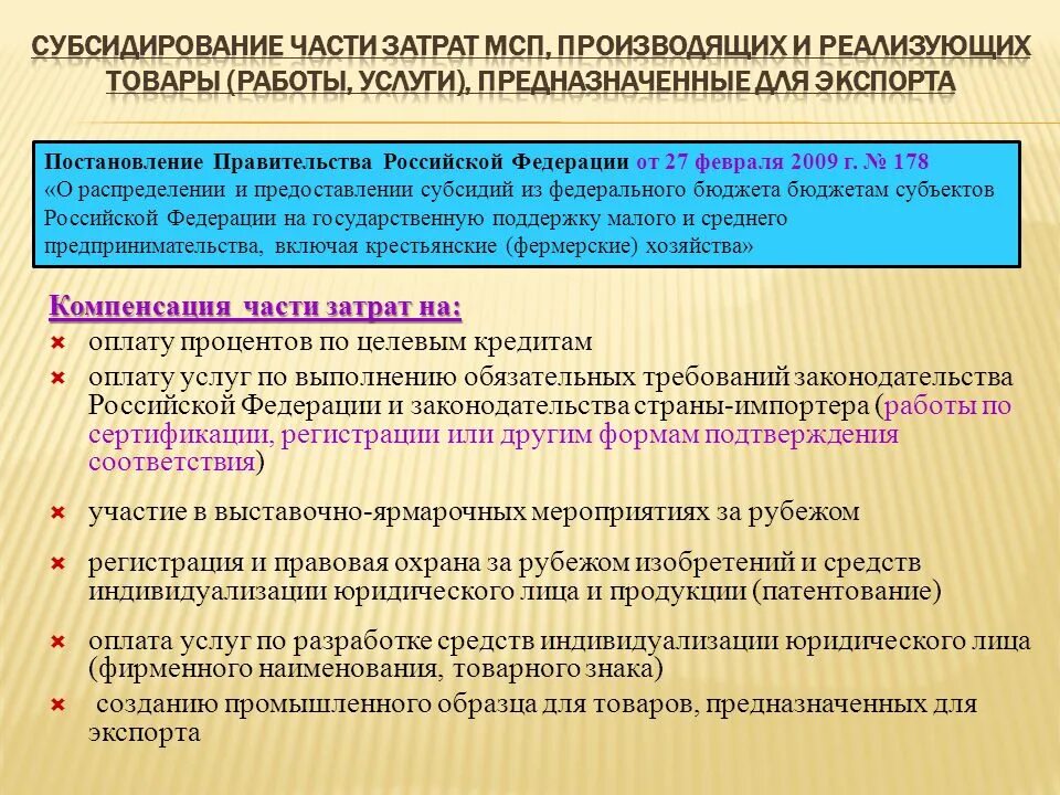 Субсидирование части затрат МСП. Компенсация части затрат. Формы субсидирования. Роль государства в субсидирование. Возмещение части расходов