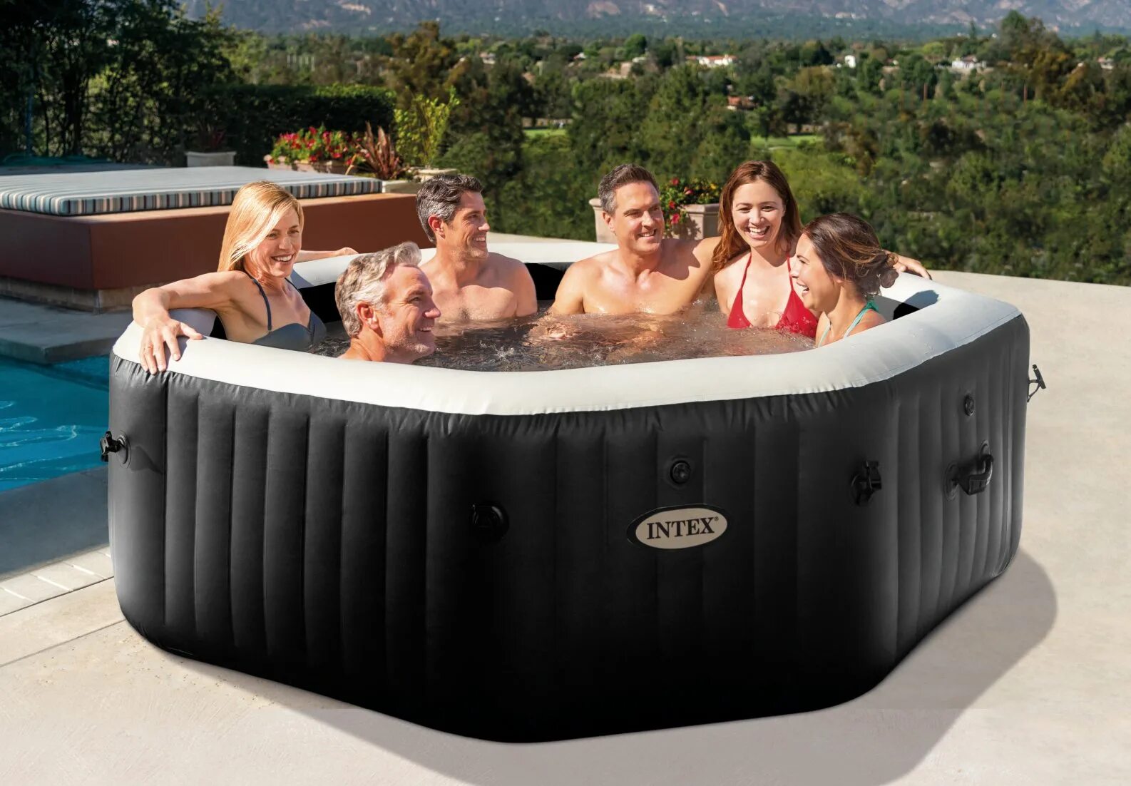 Бассейн intex purespa. Надувной спа бассейн intex 28462. intex purespa jet. надувная джакузи intex purespa jet and bubble deluxe ; артикул 28462. надувной спа бассейн intex purespa bubble.