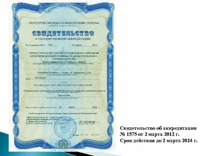 Действующее свидетельство