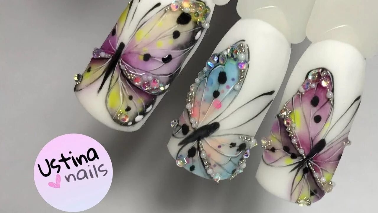 Nails Decorated with Butterflies Butterfly nail designs, Butterfly nail art, But