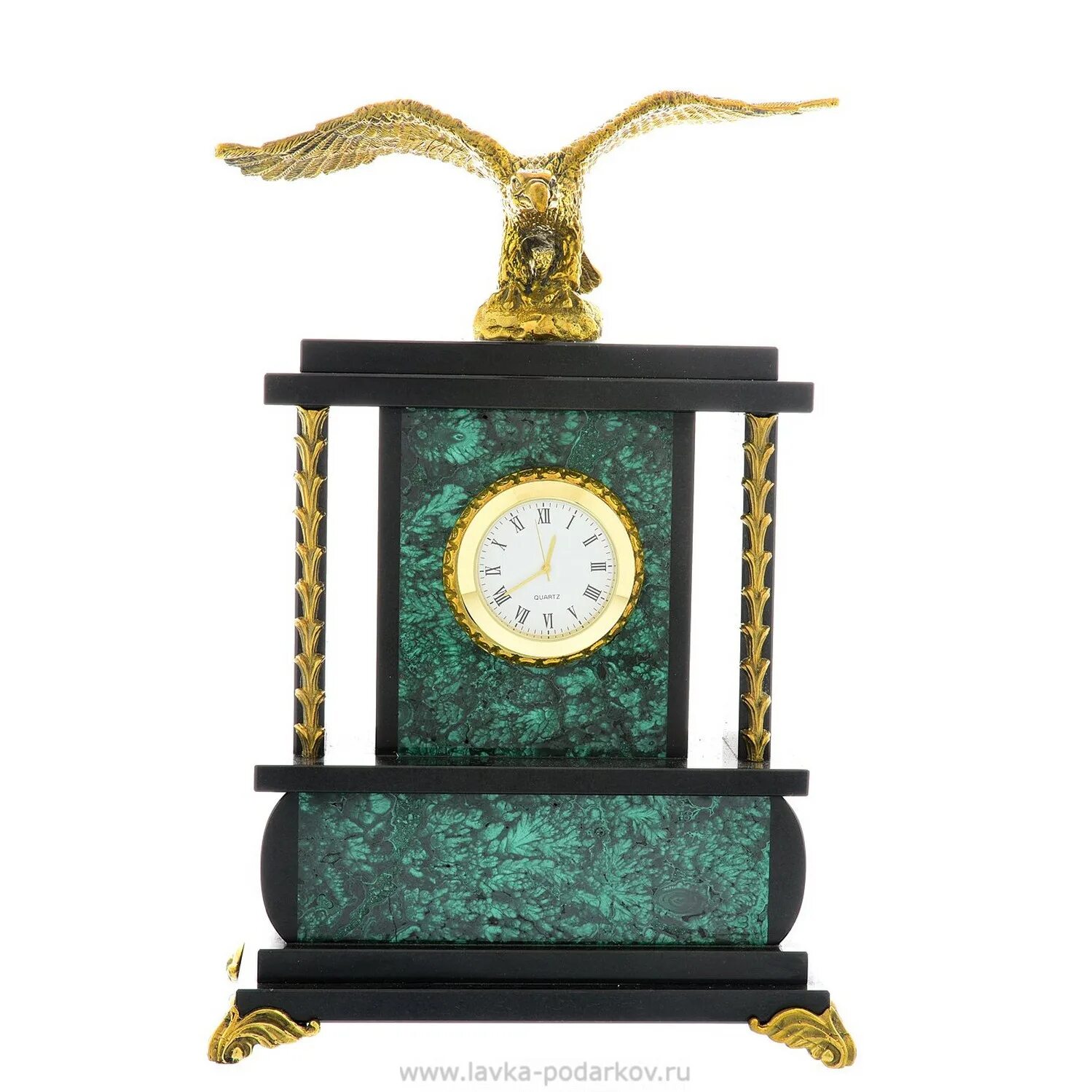 Магазины часов златоуст. Часы каминные "Орел" /малахит/. Часы каминные с орлом. Кабинетные часы. Сувенир Орел с часами.