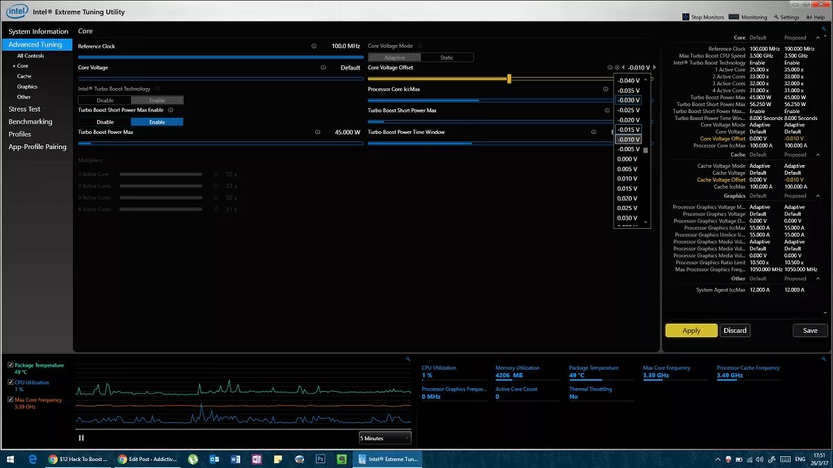 Extreme tuning utility на русском. Андервольт процессора. Андервольт видеокарты. Intel extreme Tuning Utility. Андервольт процессора -105мв..