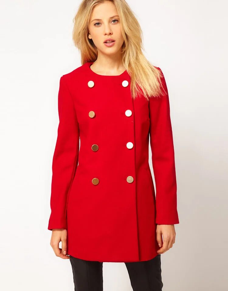 красное платье пиджак. пальто. полупальто красное женское. стильные пуговицы для пальто. красное полупальто.