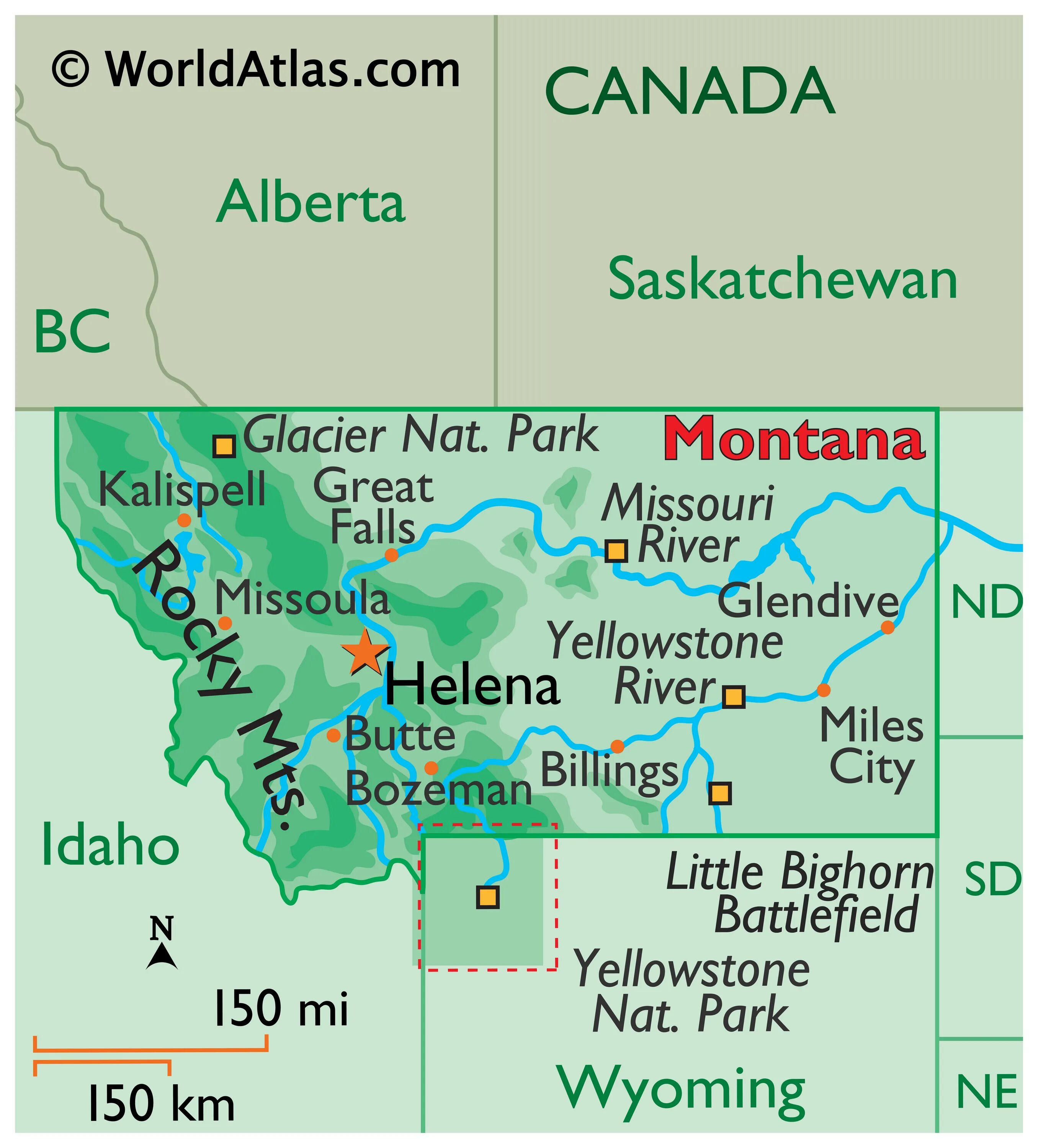 Монтана Айдахо карта. Монтана на карте США. Штат монтана на карте
