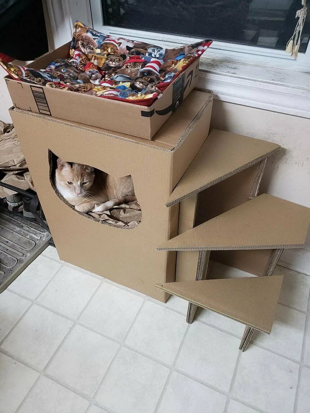 Сделать кота из коробки. Домик для кошки из коробки. Домик для кошки из коробок. Домик для кошки из картонной коробки. Домм для кошки из коробки.